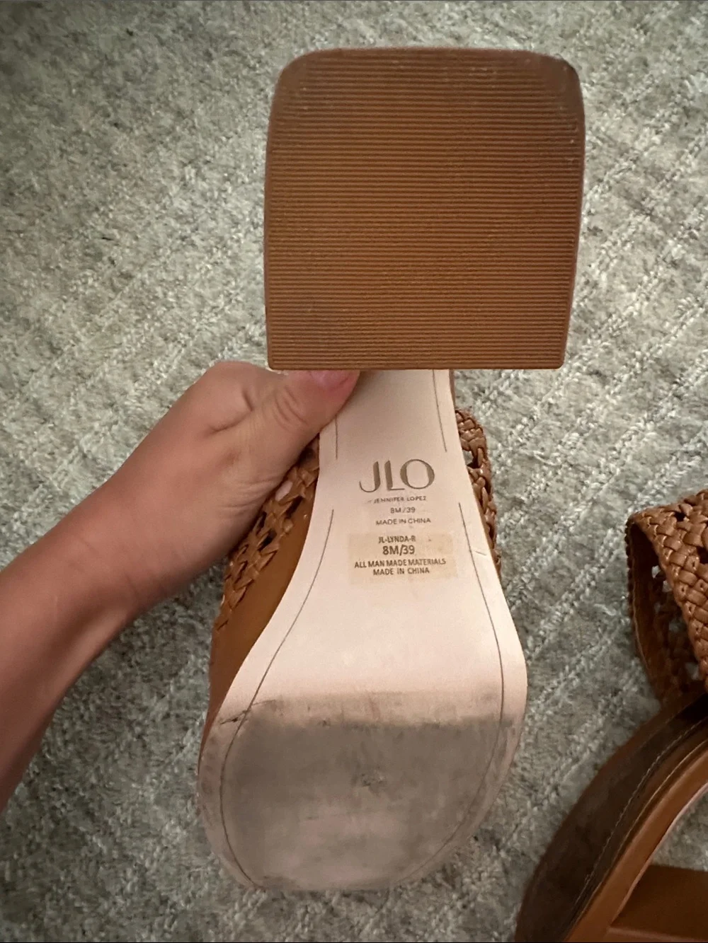 JLO Jennifer Lopez woven block-heel mules